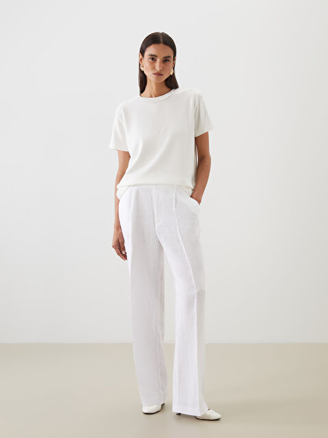 LCW Modest Loose Fit %100 Keten Kadın Pantolon - S5NQ88Z8-Q6K