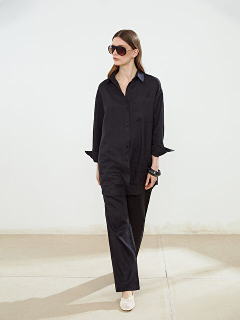 LCW Modest Beli Lastikli %100 Keten Kadın Pantolon - S5NQ89Z8-CVL