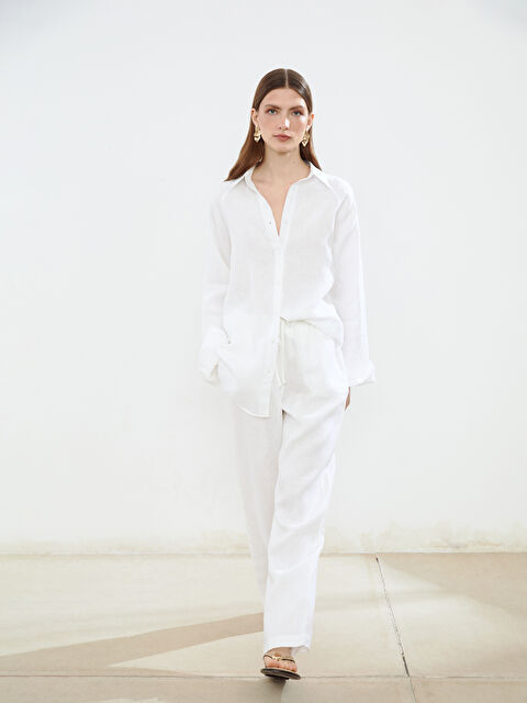 LCW Modest Beli Lastikli %100 Keten Kadın Pantolon - S5NQ89Z8-FFB