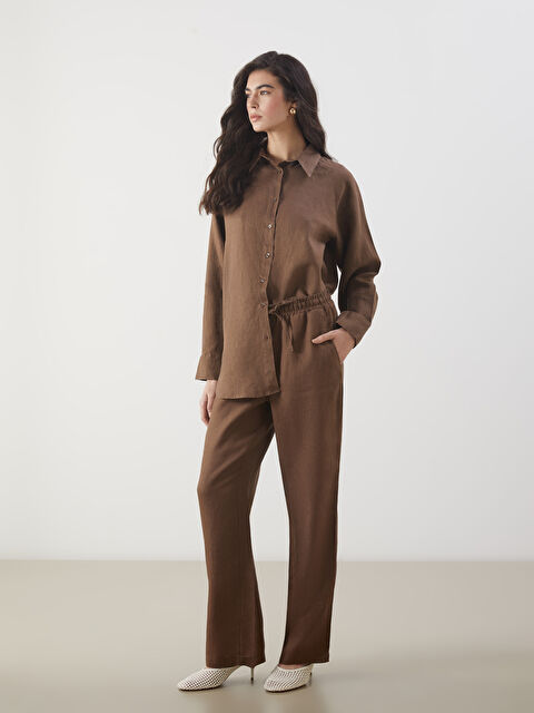 LCW Modest Beli Lastikli %100 Keten Kadın Pantolon - S5NQ89Z8-HDC