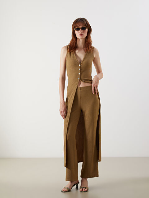 LCW Vision Beli Lastikli Dokulu Kadın Pantolon - S5NR09Z8-HCB