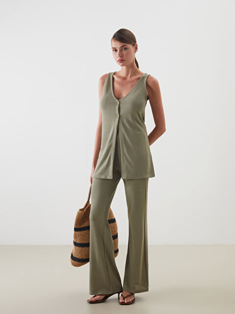 LCW Vision Beli Lastikli İspanyol Paça Kadın Pantolon - S5NR11Z8-QZR