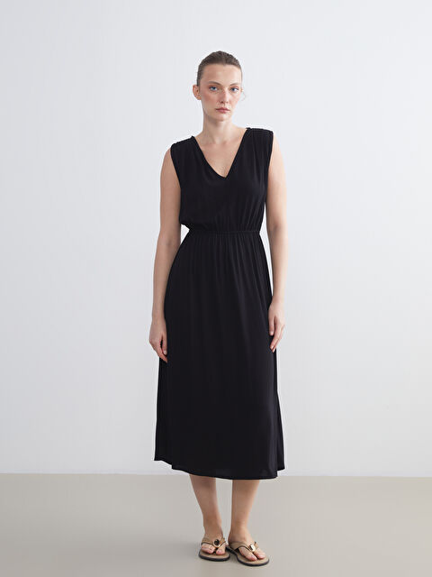 LCWAIKIKI Classic V Yaka Belden Oturtmalı Elbise - S5NR13Z8-CVL