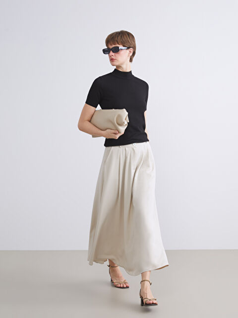 LCWAIKIKI Classic Keten Karışımlı Pileli Etek - S5NR26Z8-V9H