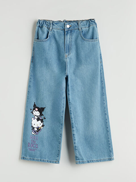 LCW Kids Wideleg Hello Kitty Baskılı Kız Çocuk Jean Pantolon - S5NR59Z4-H45