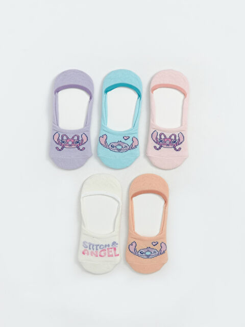 LCW Kids Stitch ve Angel Desenli Kız Çocuk Babet Çorap 5'li - S5NR62Z4-J3A