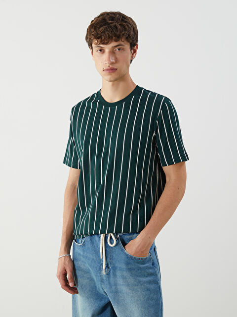 XSIDE Bisiklet Yaka Çizgili Erkek Tişört - S5NS08Z8-YED