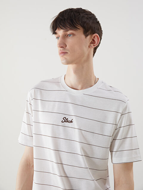 XSIDE Bisiklet Yaka Çizgili Penye Erkek Tişört - S5NS09Z8-LEW