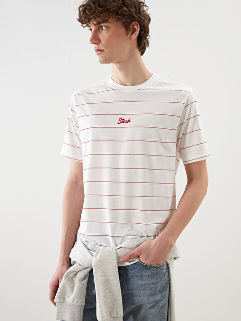 XSIDE Bisiklet Yaka Çizgili Penye Erkek Tişört - S5NS09Z8-LJE