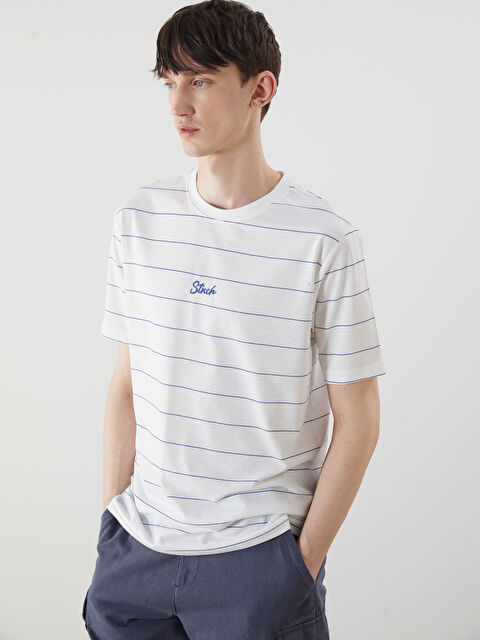 XSIDE Bisiklet Yaka Çizgili Penye Erkek Tişört - S5NS09Z8-MRQ