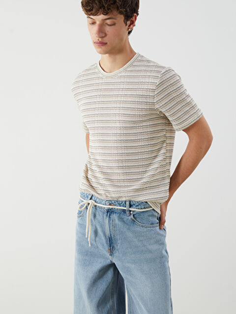 XSIDE Bisiklet Yaka Kısa Kollu Çizgili Erkek Tişört - S5NS11Z8-J1F