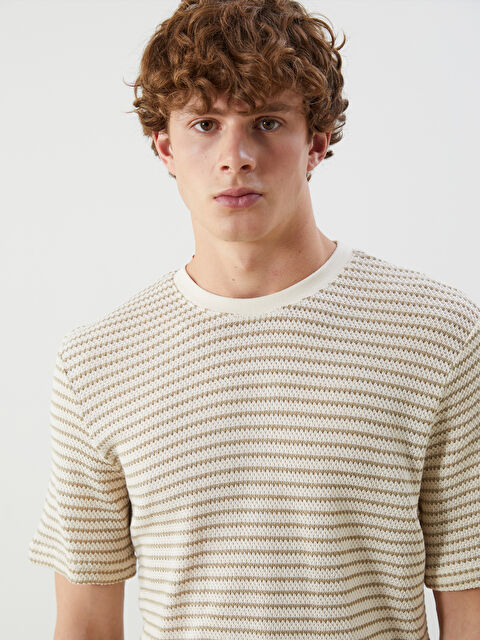 XSIDE Bisiklet Yaka Çizgili Erkek Tişört - S5NS12Z8-LGG