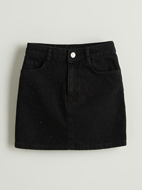 LCW Kids Beli Ayarlanabilir Lastikli Taşlı Kız Çocuk Jean Etek - S5NS47Z4-326