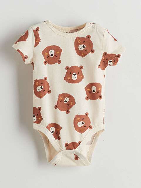 LCW baby Baskılı Pamuklu Erkek Bebek Çıtçıtlı Bodysuit - S5NT03Z1-LRA