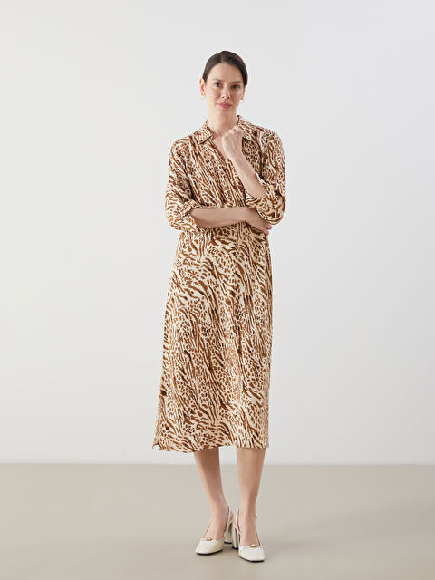 LCW Grace Gömlek Yaka Desenli A Kesim Elbise - S5NT32Z8-LQB