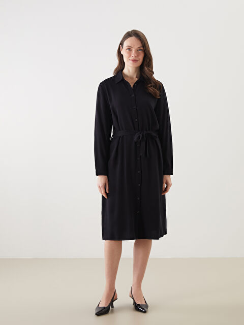 LCW Grace Beli Kuşaklı Gömlek Elbise - S5NT33Z8-CVL