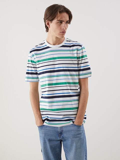 XSIDE Bisiklet Yaka Çizgili Erkek Tişört - S5NT60Z8-EEW