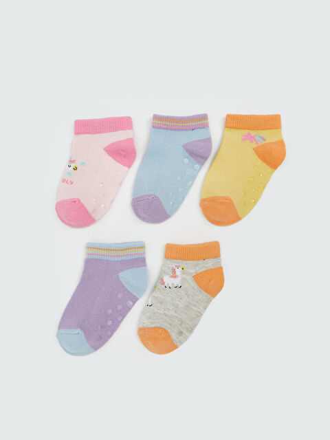 LCW baby Baskılı Kız Bebek Patik Çorap 5'li - S5NU51Z1-DMQ