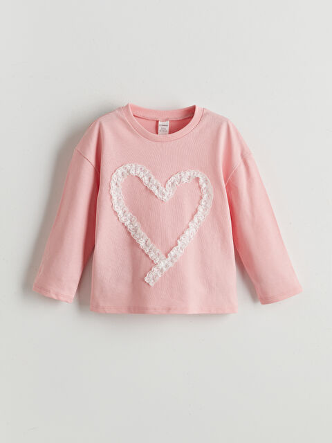 LCW Kids Bisiklet Yaka Baskılı Kız Çocuk Tişört - S5NU66Z1-G1W