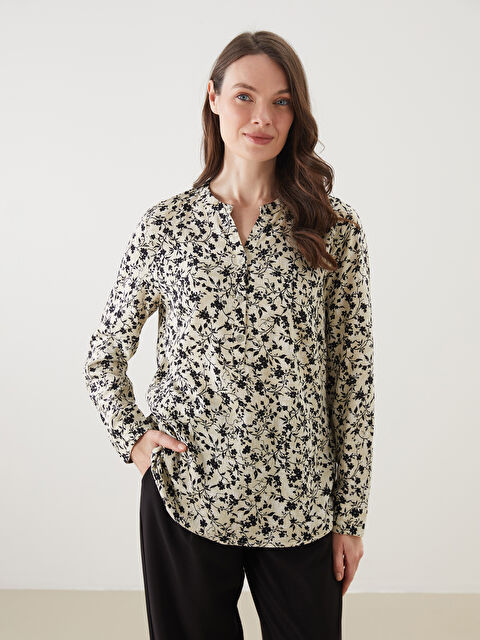 LCW Grace Kaçık Yaka Çiçekli Kadın Bluz - S5NU72Z8-LQB