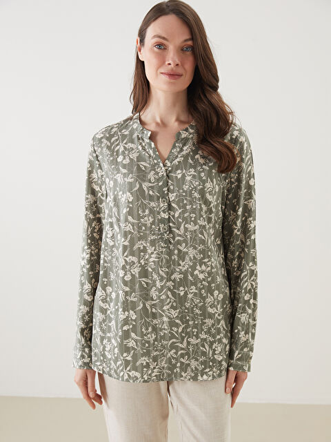 LCW Grace Kaçık Yaka Çiçekli Kadın Bluz - S5NU72Z8-LS6