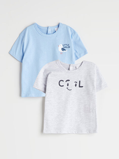 LCW baby Baskılı Pamuklu Erkek Bebek Tişört 2'li - S5NU94Z1-CT3