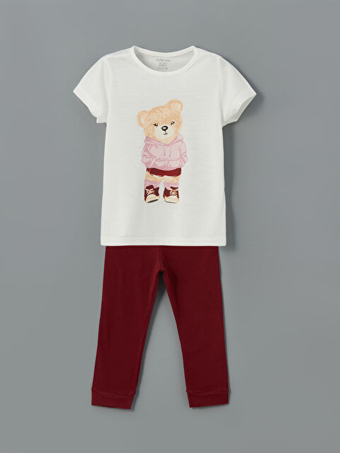 LCW baby Ayı Teddy Baskılı Kız Bebek Tişört ve Tayt 2'li - S5NV38Z1-YG7
