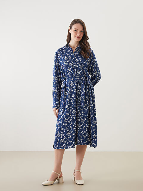 LCW Grace Çiçekli Gömlek Elbise - S5NV42Z8-LQQ