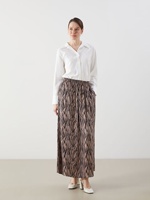 LCW Grace Beli Lastikli Desenli A Kesim Kadın Etek - S5NV44Z8-LQB