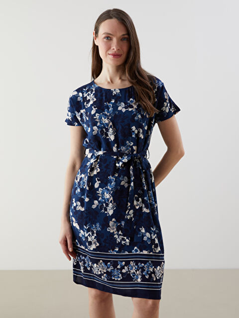 LCW Grace Bisiklet Yaka Çiçekli Elbise - S5NV45Z8-LQR