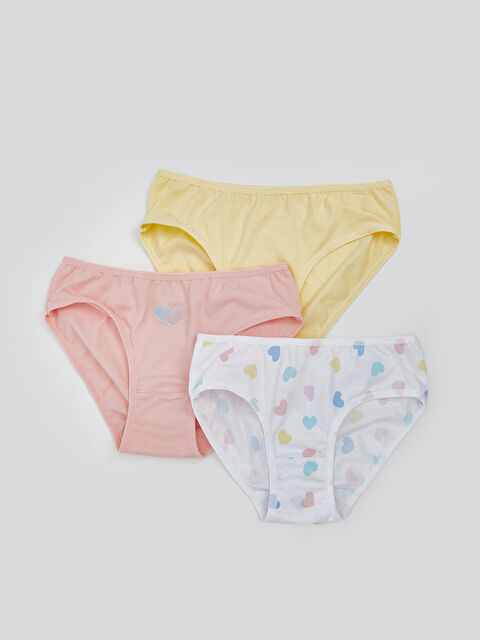 LCW Kids Kalp Baskılı Kız Çocuk Külot 3'lü - S5NV58Z4-LU7