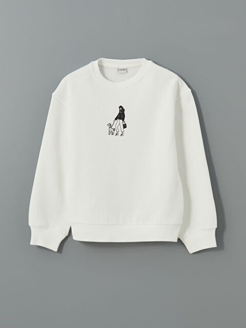 LCW Kids Bisiklet Yaka Kız Çocuk Sweatshirt - S5NV63Z4-FES
