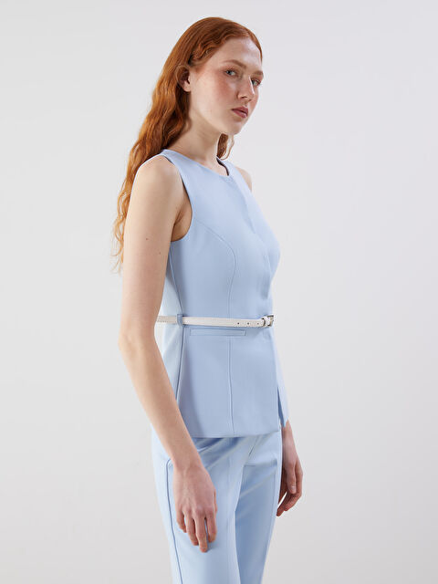 LCW Vision Bisiklet Yaka Krep Kadın Klasik Yelek - S5NV87Z8-DLZ