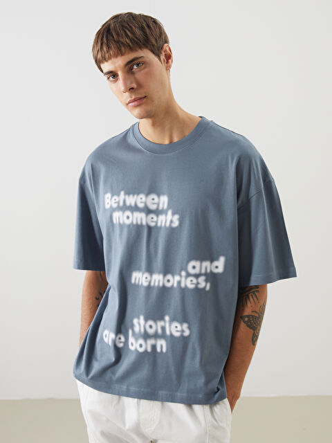 XSIDE Bisiklet Yaka Baskılı Penye Erkek Tişört - S5NY26Z8-YR6