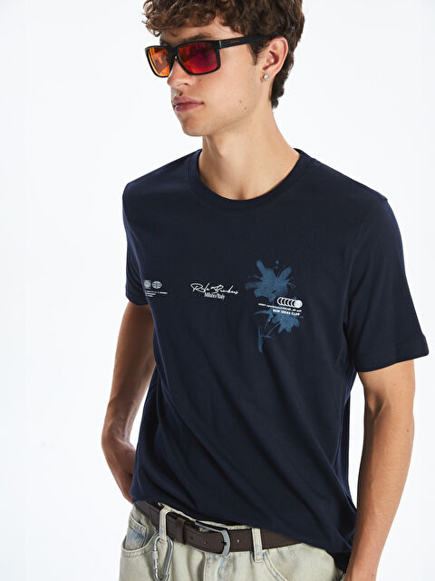 XSIDE Bisiklet Yaka Baskılı Penye Erkek Tişört - S5NY37Z8-YRV