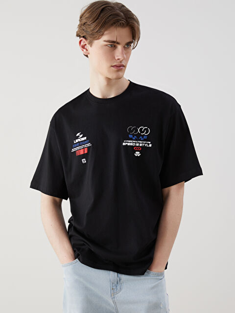 XSIDE Bisiklet Yaka Baskılı Penye Erkek Tişört - S5NY44Z8-CVL