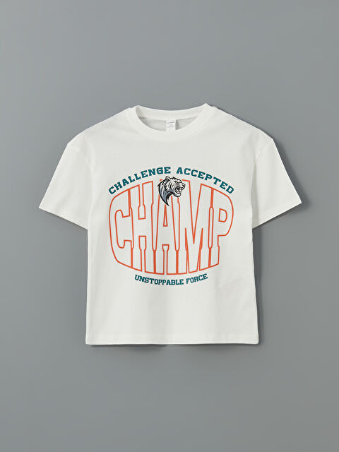 LCW Kids Yazı Baskılı Pamuklu Erkek Çocuk Tişört - S5NY54Z1-R9J