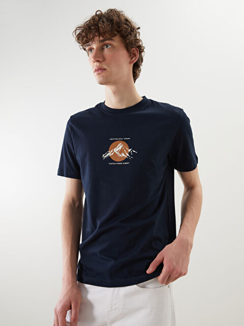 XSIDE Bisiklet Yaka Baskılı Penye Erkek Tişört - S5NY57Z8-RFD