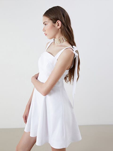 XSIDE Kare Yaka Belden Oturtmalı Poplin Mini Elbise - S5NY67Z8-J5E