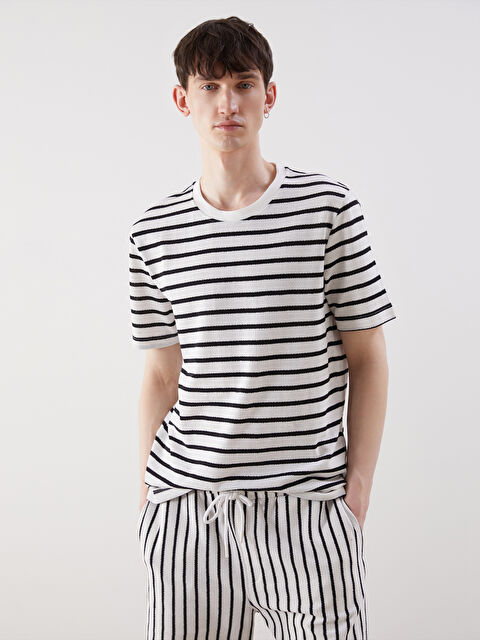 XSIDE Bisiklet Yaka Çizgili Erkek Tişört - S5O046Z8-LEG