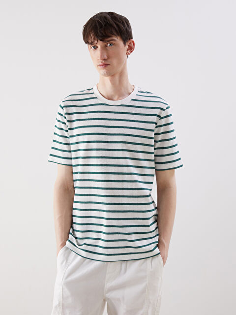 XSIDE Bisiklet Yaka Çizgili Erkek Tişört - S5O046Z8-LFT