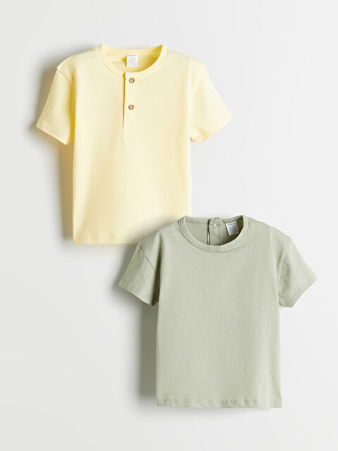 LCW baby Bisiklet Yaka Basic Erkek Bebek Tişört 2'li - S5O057Z1-Z22