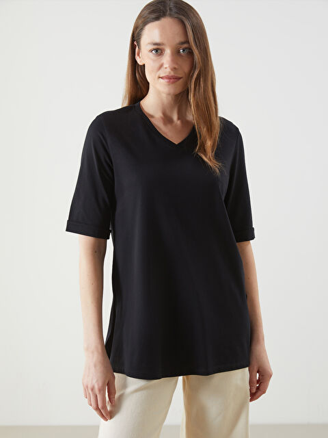 LCW Grace V Yaka Kadın Tişört - S5O072Z8-CVL