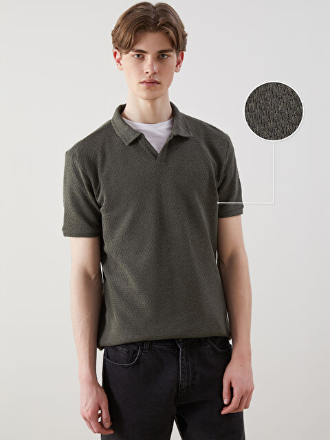 XSIDE Polo Yaka Erkek Dokulu Tişört - S5O081Z8-J2L