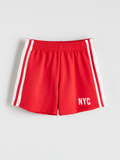 LCW Kids Beli Lastikli NYC Baskılı Kız Çocuk Şort - S5O096Z4-GXV