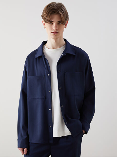 XSIDE Rahat Kalıp Uzun Kollu Gabardin Erkek Gömlek Ceket - S5O124Z8-CS0