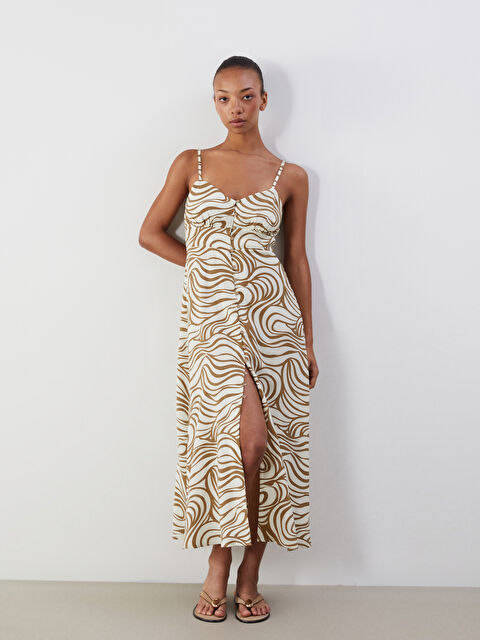 LCW Vision V Yaka Desenli Askılı Elbise - S5O176Z8-LS6