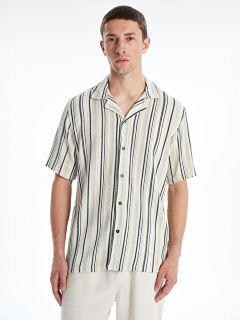 LCW Vision Regular Fit Kısa Kollu Çizgili Erkek Gömlek - S5O187Z8-LSJ