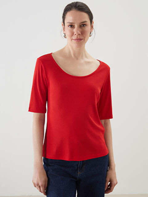 LCWAIKIKI Classic U Yaka Kadın Tişört - S5O197Z8-KYV