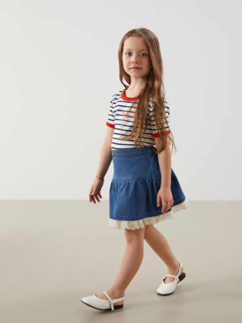 LCW Kids Beli Lastikli Kız Çocuk Jean Etek - S5O233Z1-507